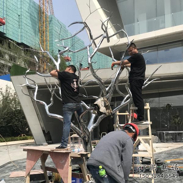 戶外樹枝雕塑廠家 噴漆小品 創(chuàng)意不銹鋼樹枝雕塑廠