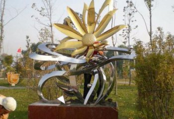 廣場(chǎng)菊雕塑廠家 戶外創(chuàng)意小品 仿真不銹鋼菊雕塑廠
