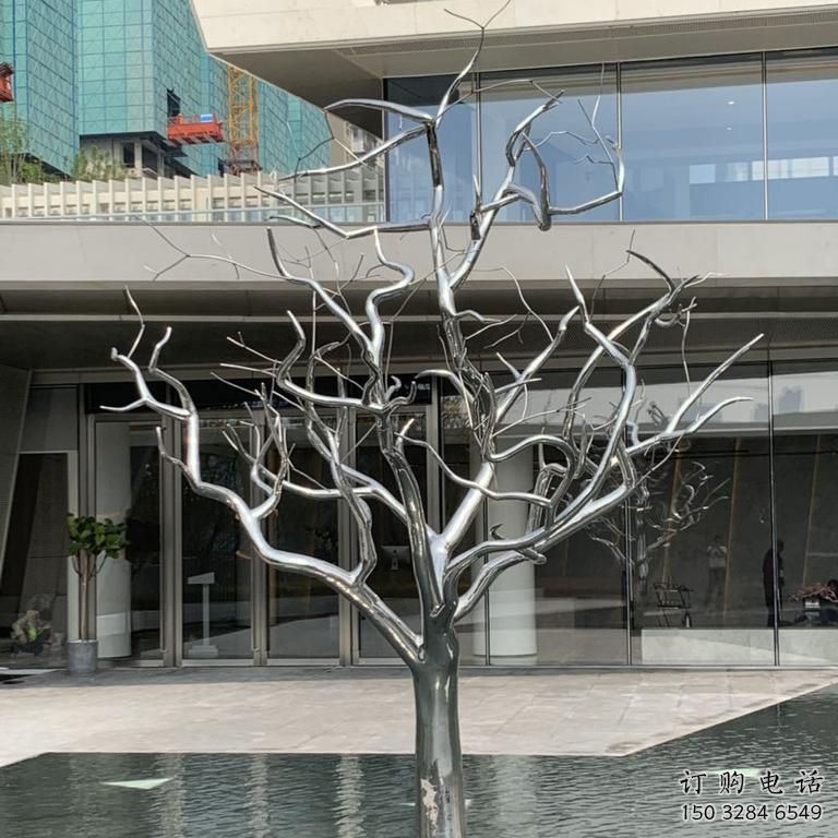抽象枯樹雕塑廠家 公園廣場(chǎng)小品 戶外不銹鋼枯樹雕塑廠