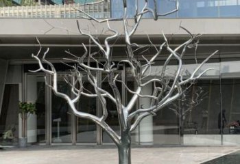 鏡面樹干雕塑廠家 烤漆大型擺件 歐式不銹鋼樹干雕塑廠