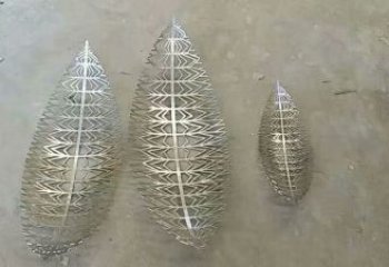 拉絲樹葉子雕塑廠家 鏤空創(chuàng)意擺件 別墅區(qū)不銹鋼樹葉子雕塑廠