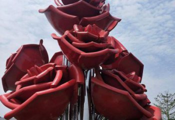 烤漆玫瑰花雕塑廠家 公園小品 戶外不銹鋼玫瑰花雕塑廠
