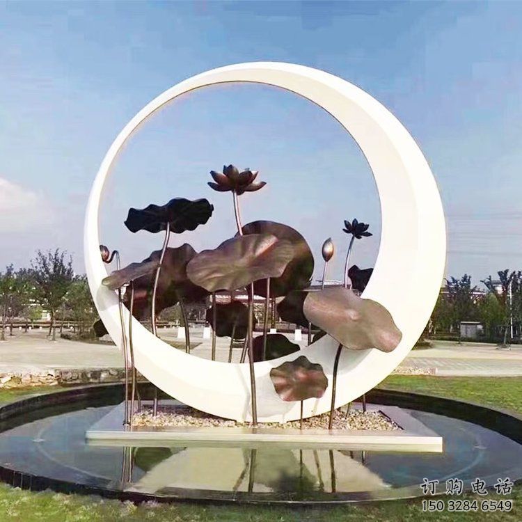 異形荷葉雕塑廠(chǎng)家 現(xiàn)代公園小品 仿古不銹鋼荷葉雕塑廠(chǎng)