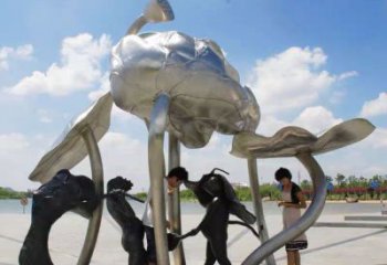 仿古荷葉雕塑廠家 戶外小品 房地產(chǎn)不銹鋼荷葉雕塑廠