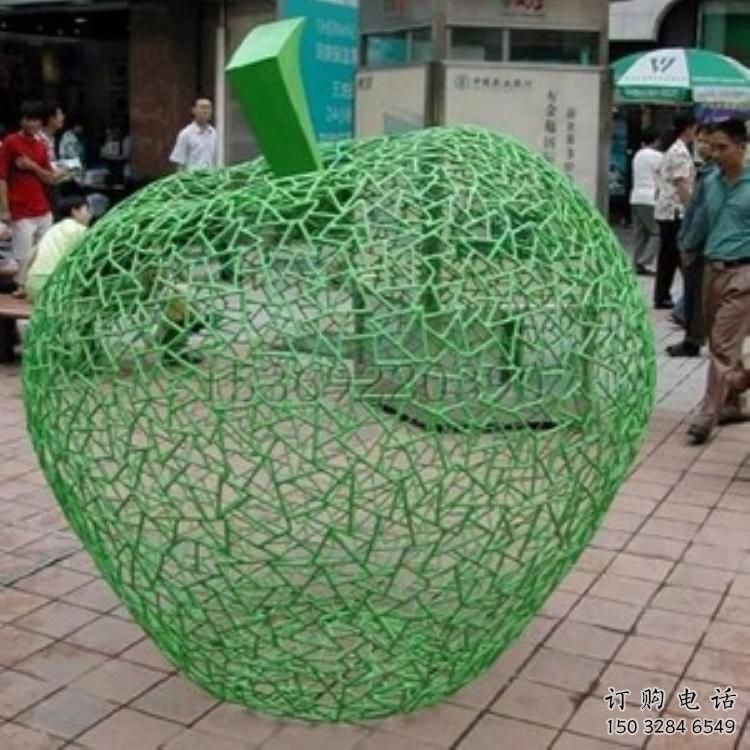 鏤空蘋果雕塑廠家 園林廣場(chǎng)小品 戶外不銹鋼蘋果雕塑廠