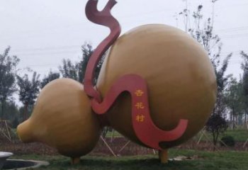 廣場(chǎng)葫蘆雕塑廠家 抽象小品  戶外不銹鋼葫蘆雕塑廠