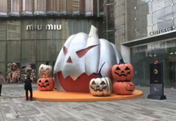 街頭南瓜雕塑廠家 大型別墅區(qū)擺件 戶外不銹鋼南瓜雕塑價格