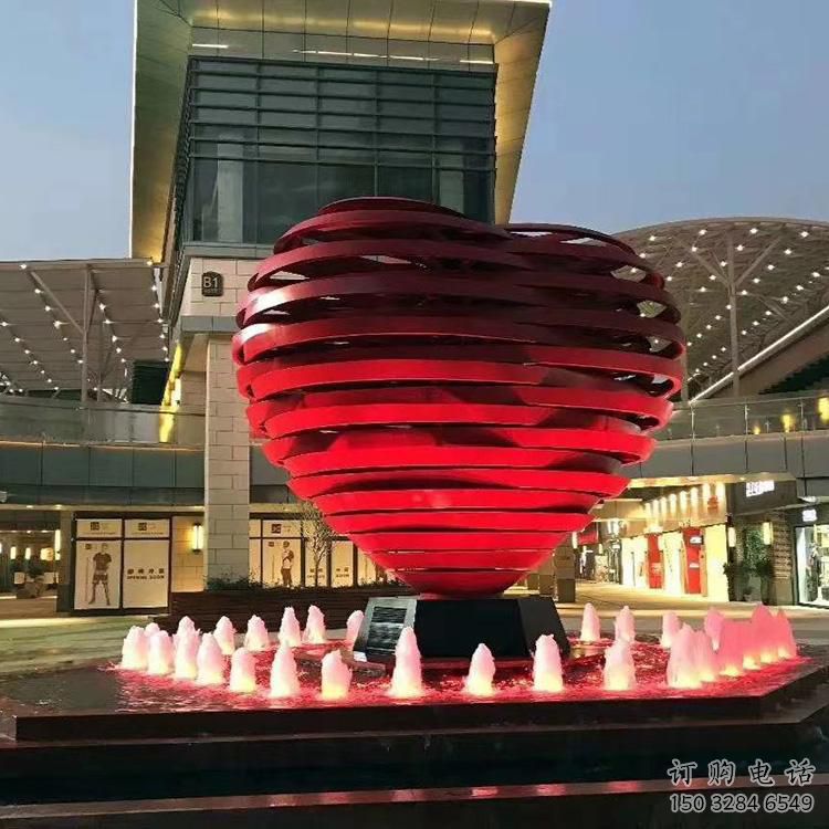 拉絲心形雕塑廠家 鏤空創(chuàng)意擺件 別墅區(qū)不銹鋼心形雕塑廠