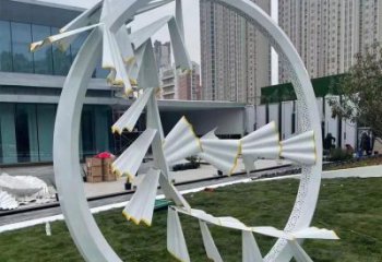 現(xiàn)代花環(huán)雕塑廠家 大型別墅區(qū)擺件 廣場不銹鋼花環(huán)雕塑廠