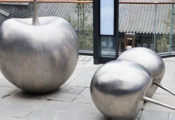 街頭櫻桃雕塑廠家 大型別墅區(qū)擺件 拉絲不銹鋼櫻桃雕塑廠