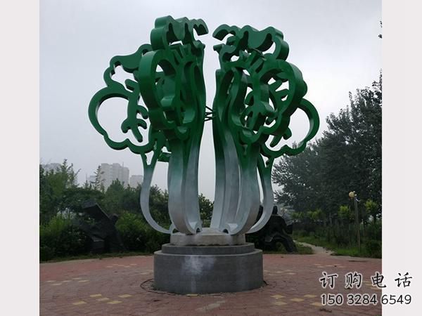 鏤空白菜雕塑廠家 園林小品 現(xiàn)代不銹鋼白菜雕塑廠