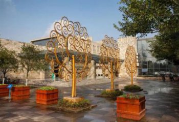 鏤空搖錢樹雕塑廠家 園林小品 創(chuàng)意不銹鋼搖錢樹雕塑廠