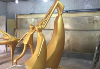 園林母子雕塑廠家 烤漆音樂小品 中式不銹鋼母子雕塑制作