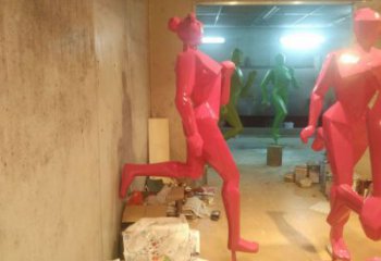 廣場(chǎng)跑步雕塑廠家 幾何小品 戶外不銹鋼跑步雕塑廠