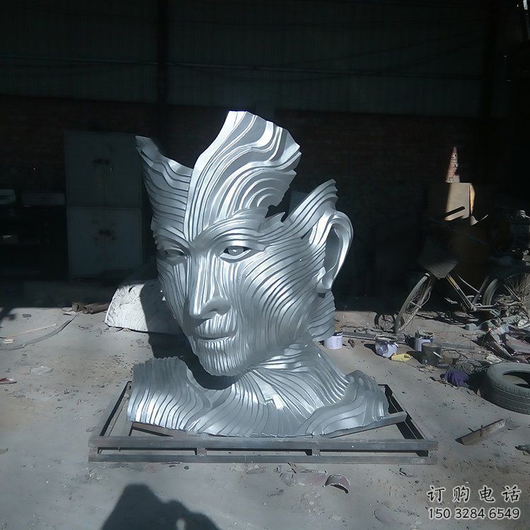 異形人頭雕塑廠家 現(xiàn)代公園小品  創(chuàng)意不銹鋼人頭雕塑廠
