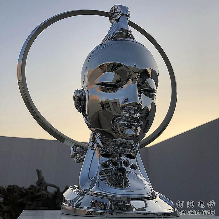 現(xiàn)代人頭雕塑廠家 大型擺件  鏡面不銹鋼人頭雕塑制作