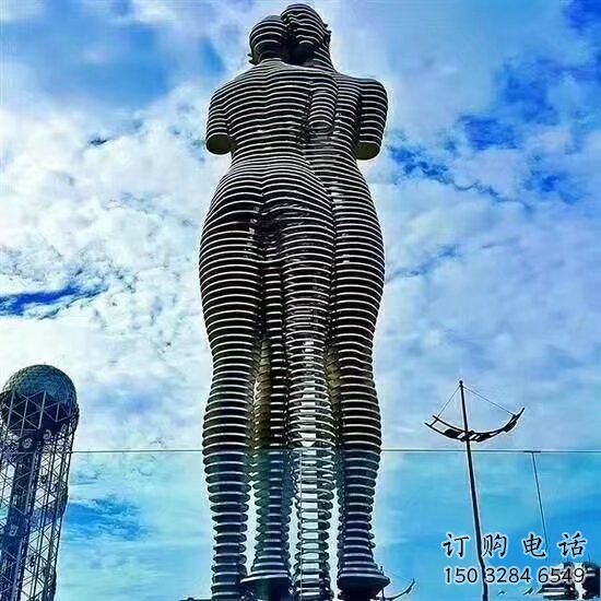 戶外情侶雕塑廠家 噴漆小品  大型不銹鋼情侶雕塑生產(chǎn)