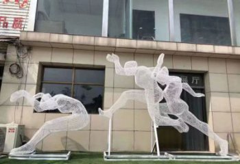 拉絲健兒雕塑廠家 鏤空創(chuàng)意擺件 別墅區(qū)不銹鋼健兒雕塑廠