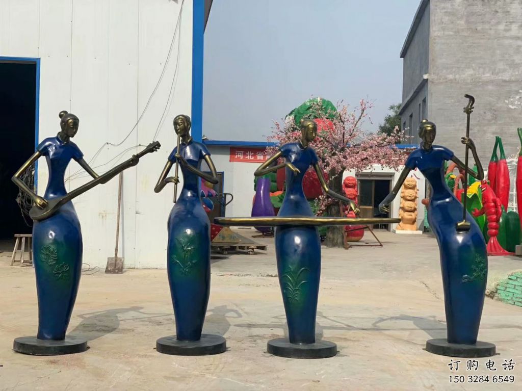 彩繪樂(lè)隊(duì)雕塑廠家  公園擺件 街頭樂(lè)隊(duì)雕塑廠