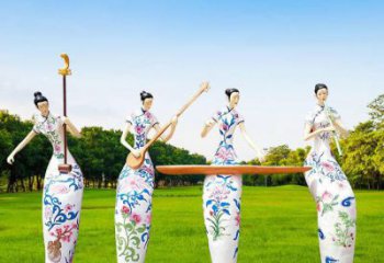 仿古音樂(lè)人雕塑廠家  草地小品 房地產(chǎn)不銹鋼音樂(lè)人雕塑廠