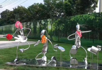 鏡面樂隊雕塑廠家 大型擺件  創(chuàng)意樂隊雕塑工廠