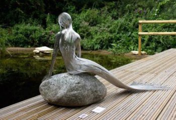 拉絲美人魚雕塑廠家 鏤空創(chuàng)意擺件 別墅區(qū)不銹鋼美人魚雕塑廠