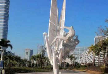 幾何沖浪雕塑廠家  公園小品  現(xiàn)代鏤空不銹鋼沖浪雕塑