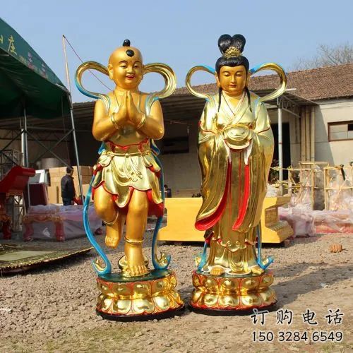 中式金童玉女雕塑廠家 烤漆小品 鍍金金童玉女雕塑 中式金童玉女雕塑廠家 烤漆小品 鍍金金童玉女雕塑