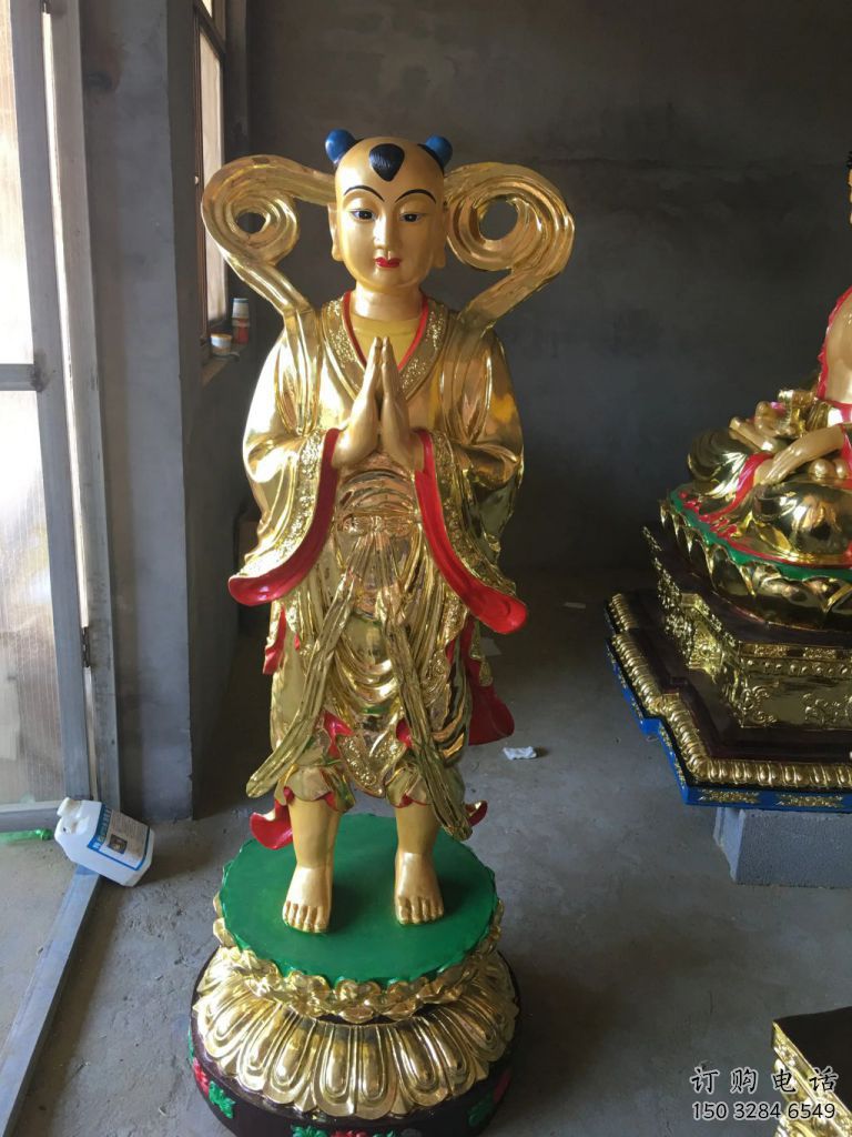 鍍金金童玉女雕塑廠家 鑄造擺件 大型金童玉女雕塑 鍍金金童玉女雕塑廠家 鑄造擺件 大型金童玉女雕塑