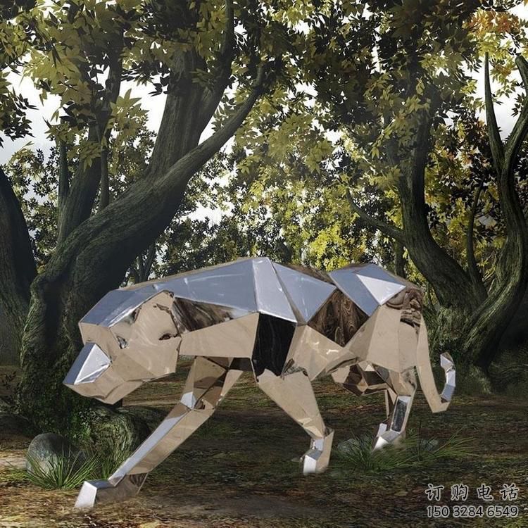 現(xiàn)代金錢豹雕塑廠家 大型擺件  創(chuàng)意不銹鋼金錢豹雕塑