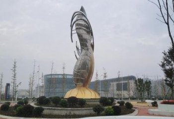 現(xiàn)代雙魚雕塑廠家 大型別墅區(qū)擺件  創(chuàng)意不銹鋼雙魚雕塑小品