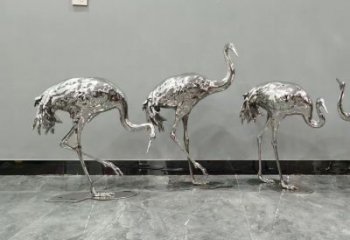 鏡面仙鶴不銹鋼雕塑