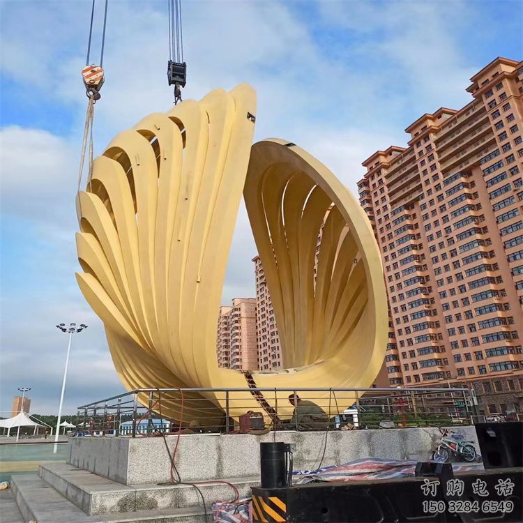 公園廣場不銹鋼貝殼雕塑安裝 公園廣場不銹鋼貝殼雕塑安裝
