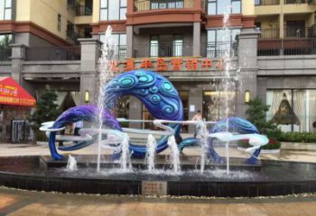 噴泉雕塑廠家，房地產(chǎn)樓盤(pán)水景，不銹鋼噴泉水景雕塑廠
