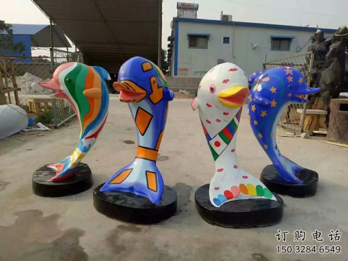 廣場(chǎng)海豚雕塑定做 公園仿真雕塑 抽象擺件