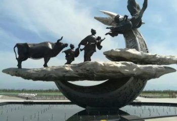 風(fēng)景區(qū)牛不銹鋼郎織女雕塑 售樓處廣場(chǎng)雕塑 仿古擺件