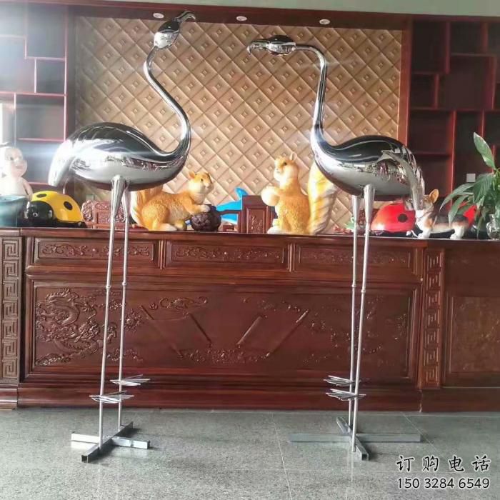 不銹鋼商場丹頂鶴雕塑 仿真動(dòng)物雕塑 店門口小品
