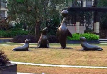 大型海豹雕塑制作 商業(yè)街廣場雕塑 古銅色擺件