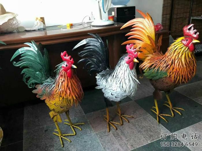 新疆室內(nèi)小雞雕塑，動(dòng)物小品，鐵藝工藝