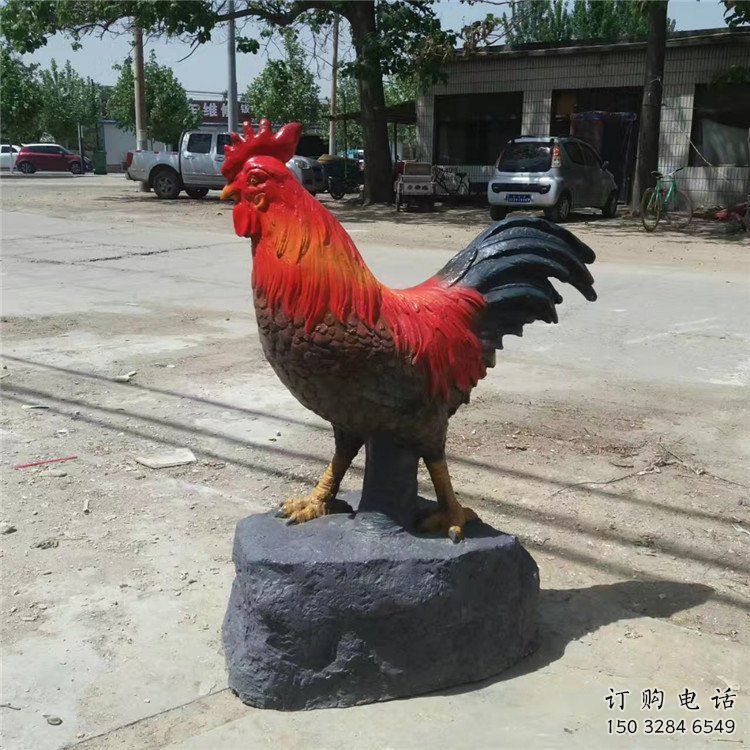 河南售樓部小雞雕塑，家禽小品，鍍銅工藝