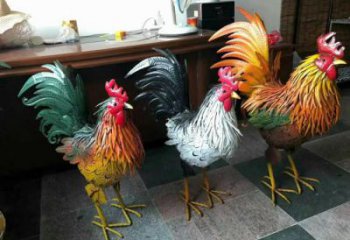 新疆室內(nèi)小雞雕塑，動物小品，鐵藝工藝
