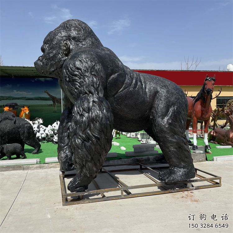 山西庭院猩猩雕塑，動(dòng)物小品，烤漆仿古工藝