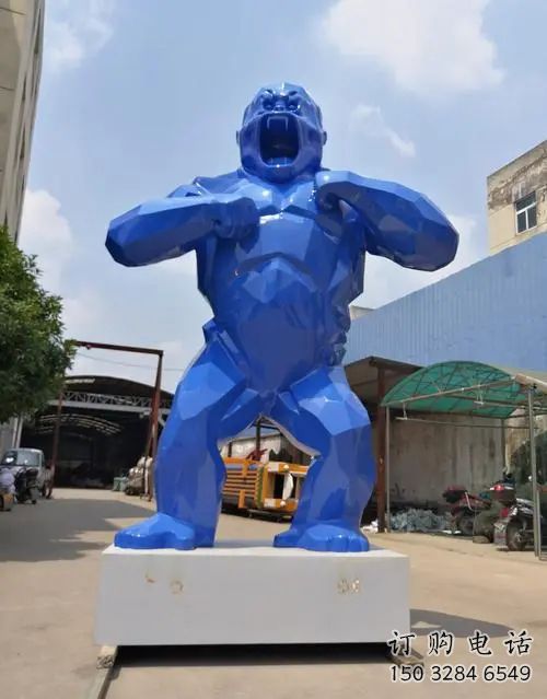 湖北彩繪黑猩猩雕塑 仿真動(dòng)物雕塑 步行街?jǐn)[件