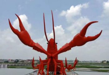 生產(chǎn)彩繪龍蝦雕塑 仿真動物雕塑 步行街?jǐn)[件