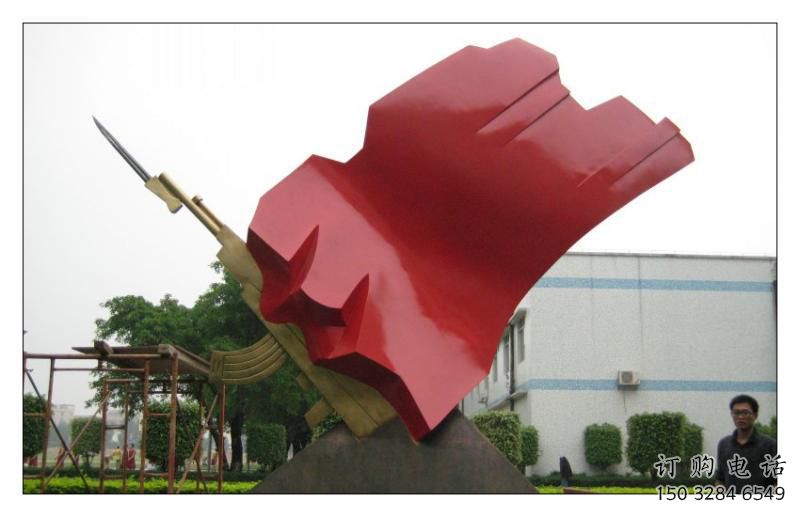 預(yù)用校園紅旗雕塑廠，拉絲黨建雕塑，抽象主題