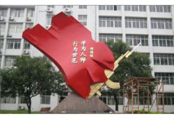 城市紅旗雕塑生產(chǎn)廠家，烤漆黨建雕塑，古銅效果