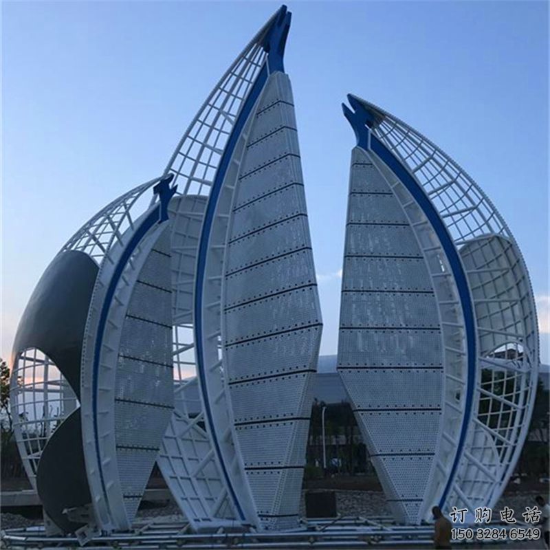 售樓部帆船雕塑廠家，噴砂發(fā)光雕塑，烤漆題材