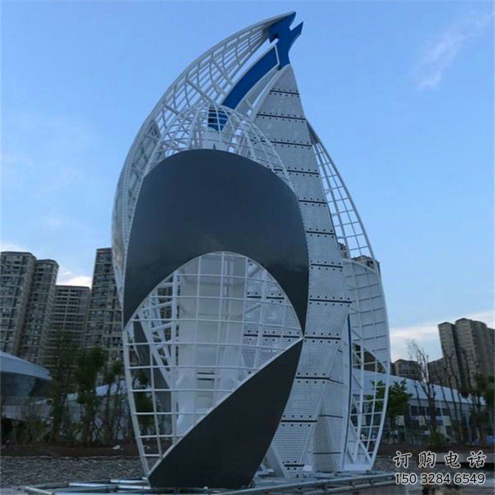 廣場帆船雕塑生產商，抽象水景雕塑，抽象效果