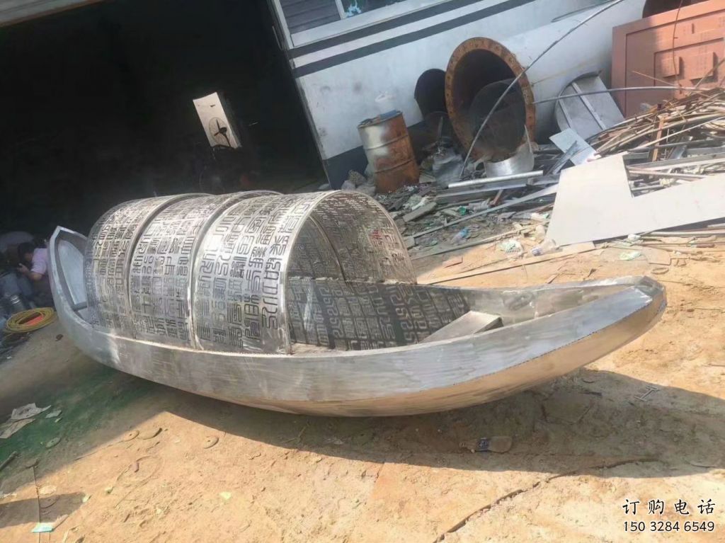 室內(nèi)景觀雕塑加工廠，拉絲帆船雕塑，抽象效果
