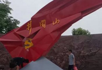 大型黨徽雕塑廠家，戶外景觀雕塑，烤漆工藝
